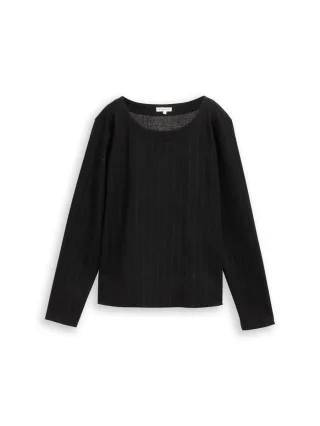 Tom Tailor - Langarmshirt mit Glitzer-Effekt grau - Gr. - XS
