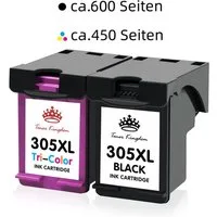 Toner Kingdom 2x 305 XL Kompatibel für HP 305XL (1 Schwarz=600 Seiten) Tintenpatrone (2-tlg., hp deskjet 2720 2710 ENVY 6000 6020 6030 patronen)