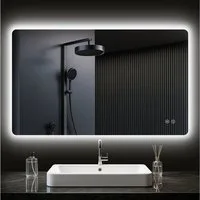 PESENXAN Badspiegel mit Beleuchtung, LED Badezimmerspiegel mit 3 Lichtfarben, Dimmbar (1-St), Speicherfunktion, Touch-Schalter, IP44 Wasserdicht, 100x60cm