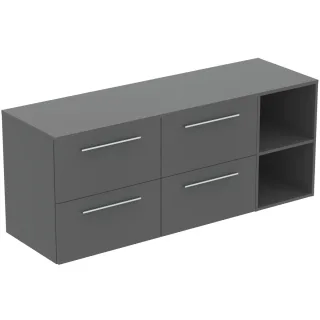 Ideal Standard Möbel-Set 160cm i.life B 4 Auszüge 2 off.Fächer Gr.Chrom Quarzgrau matt, T5840NG T5840NG