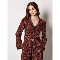 Apricot Klassische Bluse Geraffte Bluse mit abstraktem Print