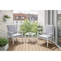 MeXo Gartenlounge-Set Aluminium Gartenmöbel-Set, (Balkonmöbel Set, 3-tlg., 2 Gartenstühle, 1 Couchtisch, inkl.Auflagen), wetterfest Lounge Set Sitzgruppe Kleiner Balkon