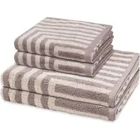 ROSS Handtuch Set Grafik, Frottee (Spar-Set, 4-St), 2 X Handtuch 2 X Duschtuch im Set - Baumwolle - Saugstark