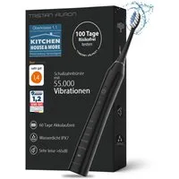 Tristan Auron Schallzahnbürste Elektrische Zahnbürste 55.000 VPM 5 Modi 60 Tage Akku IPX7 2 Min Timer, Aufsteckbürsten: 2 St., 2xBürstenköpfe, 1xelektrische Zahnbürste, 1x Ladestation, Sehr leise