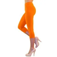 YESET Leggings Damen Capri 3/4 Leggings Baumwolle hoher Bund ORANGE L Highwaist-Leggings