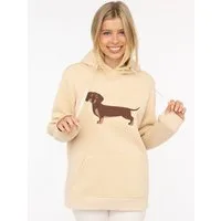 Zwillingsherz Hoodie "Dackel" Stickerei vorne, weiche Fleece Innenseite, bedruckte Kordel