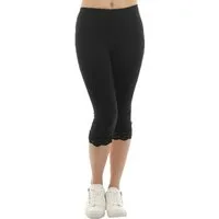 F&K-Mode Caprileggings Damen Capri 3/4 Leggings Spitze Baumwolle Hose Spitze