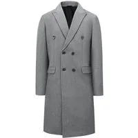Allthemen Wollmantel Herren Knielang Zweireihig Langmantel Winter Herrenmantel Slim Fit