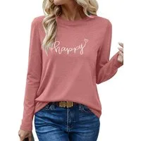 PYLIKE Longsleeve Shirts Damen Casual Brief Ausgefallene bequemes Langarmshirt Geeignet für den täglichen Gebrauch im Büro und zu Hause