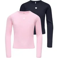 KIDS ONLY Langarmshirt KOGELVA JUNE EMB L/S TEE JRS 2-PACK (Packung, 2-tlg) Materialmix