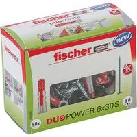 Dübel DUOPOWER 6x30 S LD hellgrau/rot, 50 Stück, mit Schraube