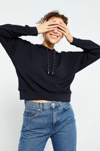 Lässiges Kapuzensweatshirt mit Bindeband-Detail