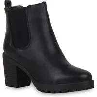 VAN HILL 77276 Chelseaboots Damen Stiefeletten Chelsea Boots Profilsohle Blockabsatz
