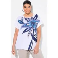 Ulla Popken T-Shirt T-Shirt Blüte Oversized Rundhals Halbarm