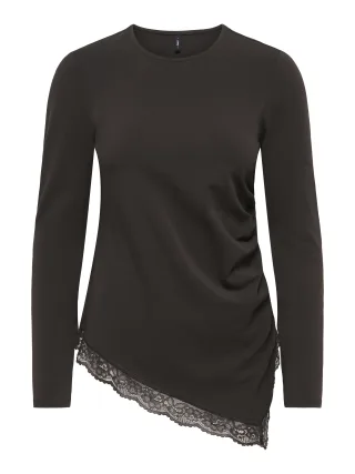 ONLY - ONLLIVE LOVE L/S RUCHING TOP CS JRS Chocolate Torte - Gr. - L