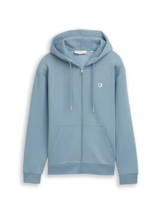 Denim Tom Tailor - Hoodie Sweatjacke mit Logo-Print citadel blue - Gr. - S