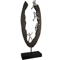 Casablanca by Gilde Dekofigur Skulptur "Succeed" (1 St), Material-Mix aus Aluminium und Mangoholz