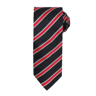 Premier Mens Waffle Stripe Formal Business Tie (Schwarz/Rot)
