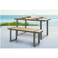 riess-ambiente Gartenbank TAMPA LOUNGE 125cm natur / grau (Einzelartikel, 1-St), wetterfest · Aluminium · Holz-Design · Outdoor · Terrasse · Modern