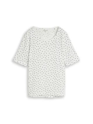Tom Tailor - T-Shirt mit Punktemuster white small dot design - Gr. - XXL