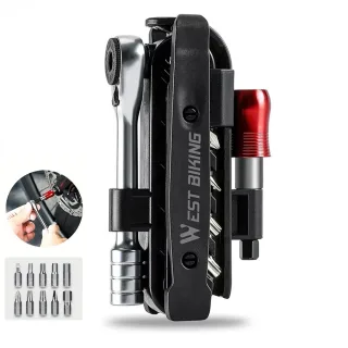 WEST BIKING Multi Functional Bike Repair Tool Portable Lightweight MTB Ratchet Wrench Tire Lever Combination Bicycle Too