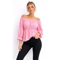 Worldclassca Chiffonbluse Worldclassca Musselin Off Shoulder Bluse Chiffon Sommer Top Shirt 3/4 Neue Kollektion - Stilvolle und gemütliche Sommer Mode für Damen