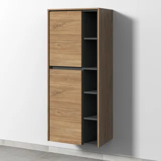 Sanipa Twiga Stauraumschrank mit 2 Türen und offenen Fächern, Eiche-Kansas, SY10459 SY10459