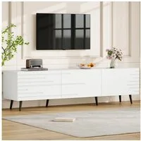 Merax Lowboard TV-Board für 80 Zoll Fernseher (1 St), TV-Schrank mit 3 Klapptüren & großer Stauraum, 180x40x48cm