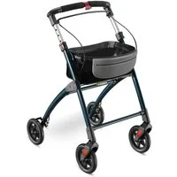 ELONEO Indoor-Rollator Wohnungsrollator inkl. Tablett & Korb für Zuhause, klappbare Gehhilfe, Einhand-Falt-mechanismus, geringes Faltmaß, maximale Sichtbarkeit