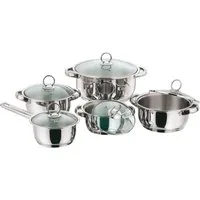 KING Topf-Set New Silver Line, Edelstahl (Set, 10-tlg., je 1 Kochtopf mit Deckel 16/18/20/24 cm, 1 Stieltopf 16 cm), Induktion
