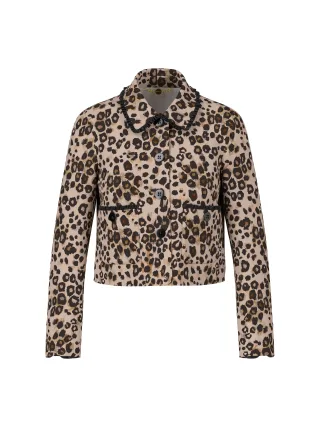 Marc Cain Collections - Kurze Leo-Print Jacke aus Scuba-Jersey soft cappuccino - Gr. - 36