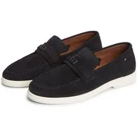 Tommy Hilfiger LIGHT SUEDE FLAG HARDWARE LOAFER Loafer Slipper, Schlupfschuh, mit modischem Zierriegel und Ziernähten