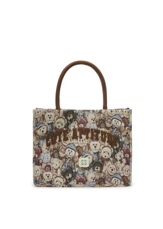 Shopper mit Teddy-Bär-Motiven beige
