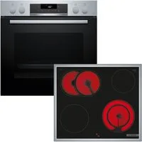 BOSCH Elektro-Herd-Set HND271AS64, Pyrolyse-Selbstreinigung, LED-Touch-Control & zuschaltbare Bräterzone für große Bräter