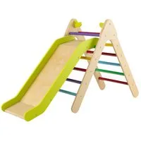 COSTWAY Klettergerüst Kletterdreieck, 2 in 1 Rutsche & Rampe