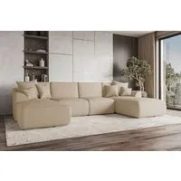 99rooms Wohnlandschaft Gusto, Sofa, U-Form, mit Schlaffunktion, mit abnehmbaren Kissen, Bezug - Strukturstoff NEVE