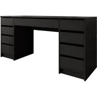 MIRJAN24 Schreibtisch Ada Bis (mit neun Schubladen), 154x55x76 cm, Schwarze Kunststofffüße, Schminktisch