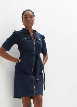 bonprix Jeanskleid, blau, Gr.40, Modernes Jeanskleid mit tollem Gürtel, 69% Baumwolle