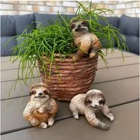 Online-Fuchs Dekofigur 3er Set Faultiere für innen und außen geeignet - Wetterfest (7 cm klein), Deko für Wohnzimmer, Garten, Balkon, Terrasse