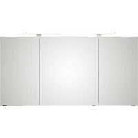 Saphir Badezimmerspiegelschrank Serie 4010 Badezimmer-Spiegelschrank inkl. LED-Aufsatzleuchte Badschrank 140 cm breit, 3 Türen, 6 Glas-Einlegeböden, inkl Türdämpfer