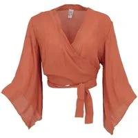 Guru-Shop Longbluse Kurztop, Boho Blusentop, Wickeltop, Wickelbluse.. alternative Bekleidung