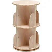 GarveeMore Bücherregal 360 Grad drehendes Bücherregal massives Holz stehendes Regalboden
