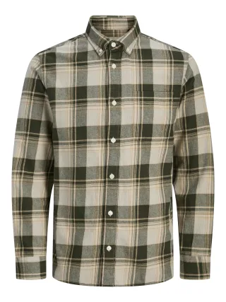 JACK&JONES - JPRBLUBROOK CHECK L/S SHIRT SN peat - Gr. - S