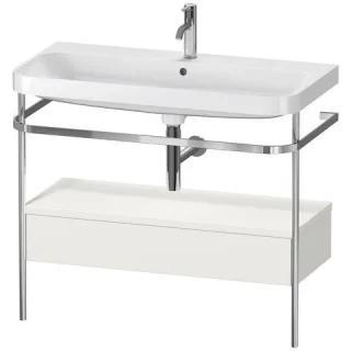 Duravit Happy D.2 Plus c-shaped Set mit Metallkonsole und Schubkasten Nordic Weiß Seidenmatt 975x490 HP4843O3939