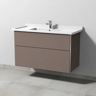 Sanipa 3way Waschtischunterbau zu Duravit Starck 3 Waschtisch mit 2 Auszügen, Taupe-Matt BP7121T
