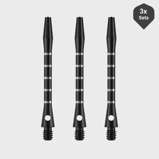 Aluminium Dart Schäfte Geringt (3 Sets) - Schwarz / Medium (49mm)
