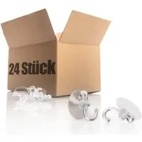 BigDean Saugnapfträger 24 Stück Saugnapfhalter mit Kunststoffhaken Ø 3 cm, Für Handtücher, Für Topflappen, Für Geschirrtücher, (Packung, 24-tlg., Saugnapf-Haken), Vorteilspaket, Halt ohne Bohren, Dezente Optik