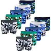 LOREZA Boxershorts 10er Set Jungen Boxershorts - Camouflage - Bunt (Set, 10-St)