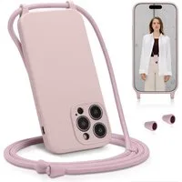 CoolGadget Handyhülle Premium Handyhülle mit verstellbarer Handykette für iPhone 15 Pro Max, Hülle zum Umhängen Kette inkl. 2x Displayschutzfolie aus Glas