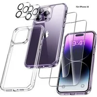 MORRENT Handyhülle 5in1 Hülle für iPhone 16 Pro Max 2X Schutzglas 2X Kamera Panzerfolie
